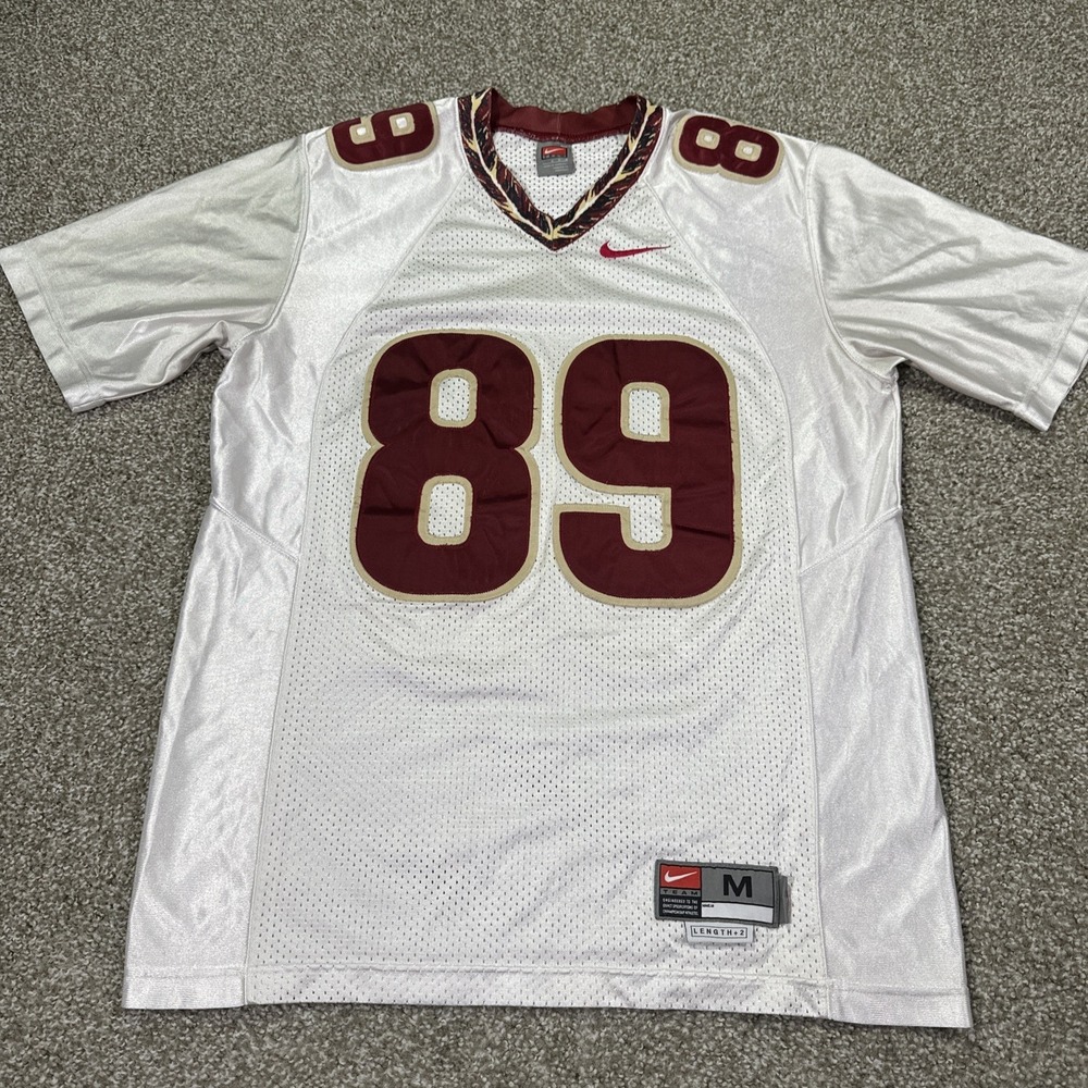 Vintage Nike FSU Game Style Jersey M +2 Greg Carr #89 White Variant Early 2000s